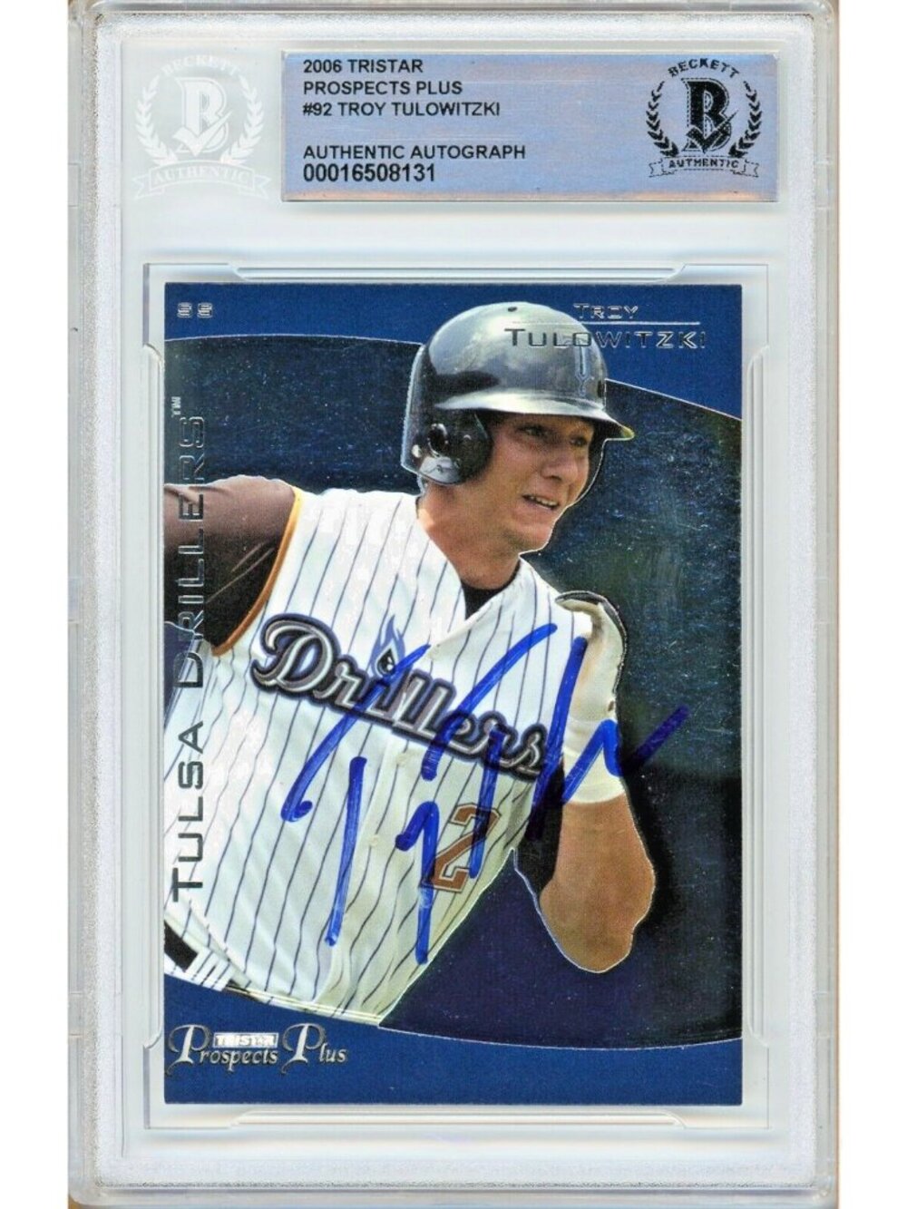 Troy Tulowitzki Signed 2006 TriStar Prospects Plus #92 Rockies Beckett Slab Auto